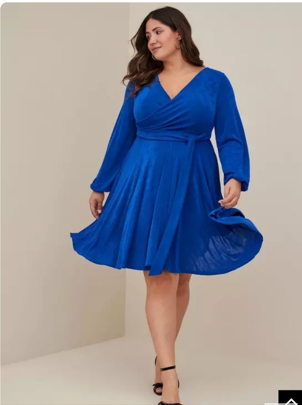 torrid Royal Blue Long Sleeve Wrap Skater Dress